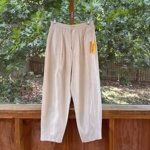 Finity Women's Vintage 100% Linen Cream Colored Trousers Size 10 26" Waist. NEW